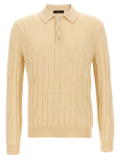 Beige Braided wool polo shirt