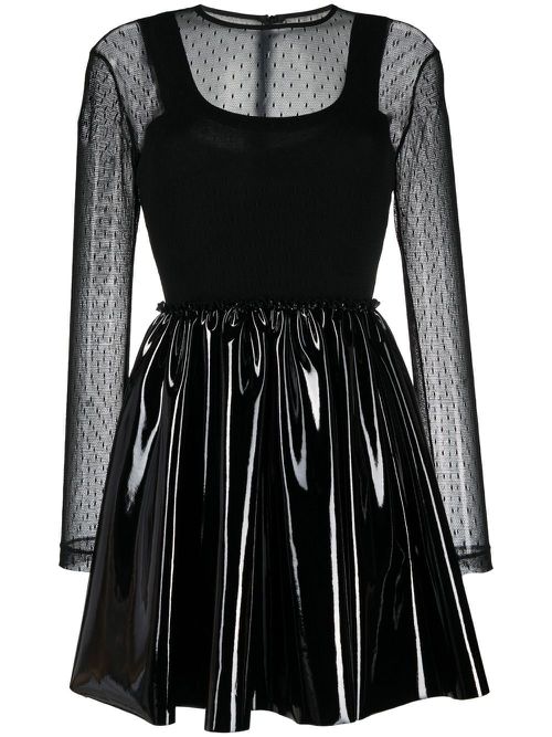 High-shine panel detail dress - Black