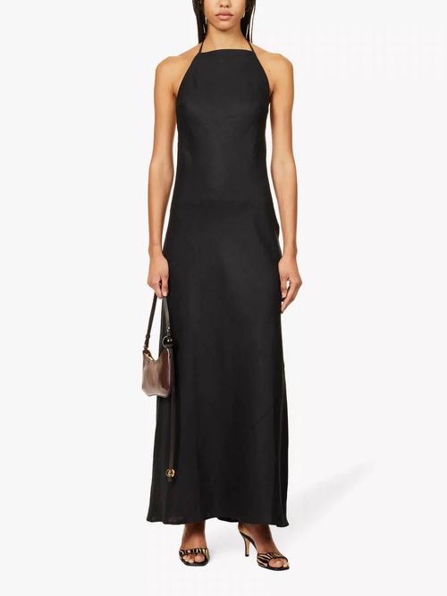 Reformation | Selia Halterneck Linen Maxi Dress In Black | Realry Reformation | Selia Halterneck Linen Maxi Dress In Black | Realry
