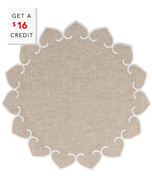 Tessuti Natural Round Placemats With White Stitching With $16 Credit