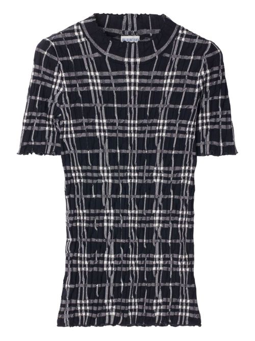 Burberry checked knitted top - Blue