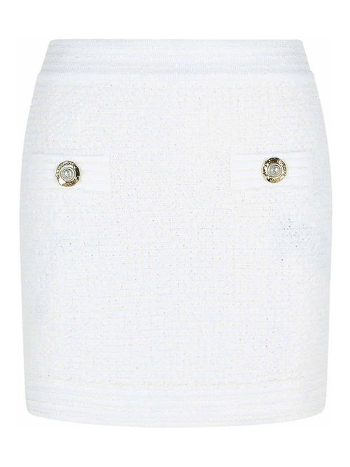 White Cotton Blend Miniskirt