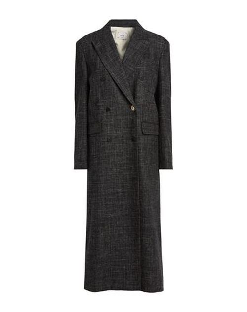 Chocolat Woman Coat Charcoal Size 2 Wool, Polyester, Linen
