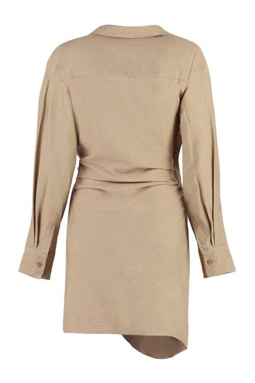 Elegant Viscose Dress with Asymmetric Hem