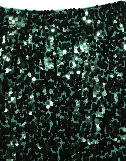 Sequin High-Waist Pencil Cut Skirt — Green