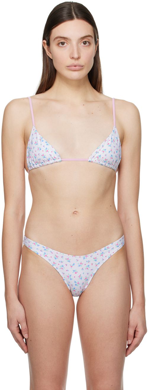 Frankies Bikinis White & Pink Lumia Bikini Top