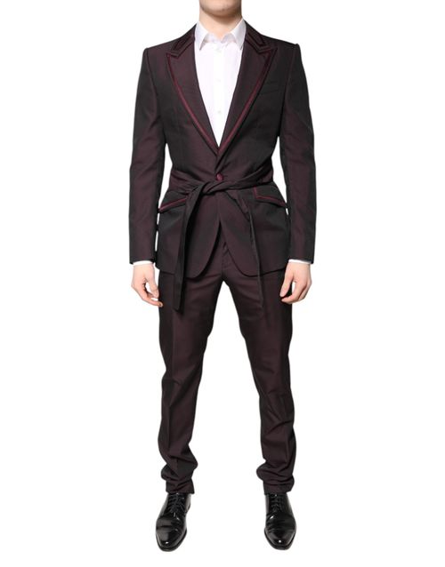 Single-Breasted Slim Fit Pant Suit — Maroon