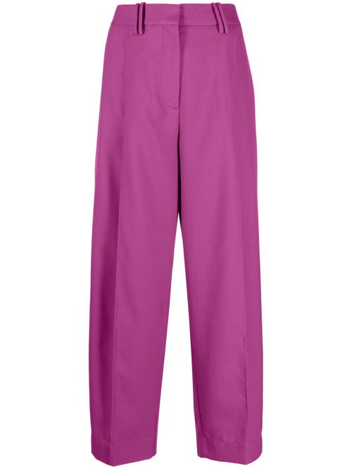 Pleated straight-leg trousers - Purple