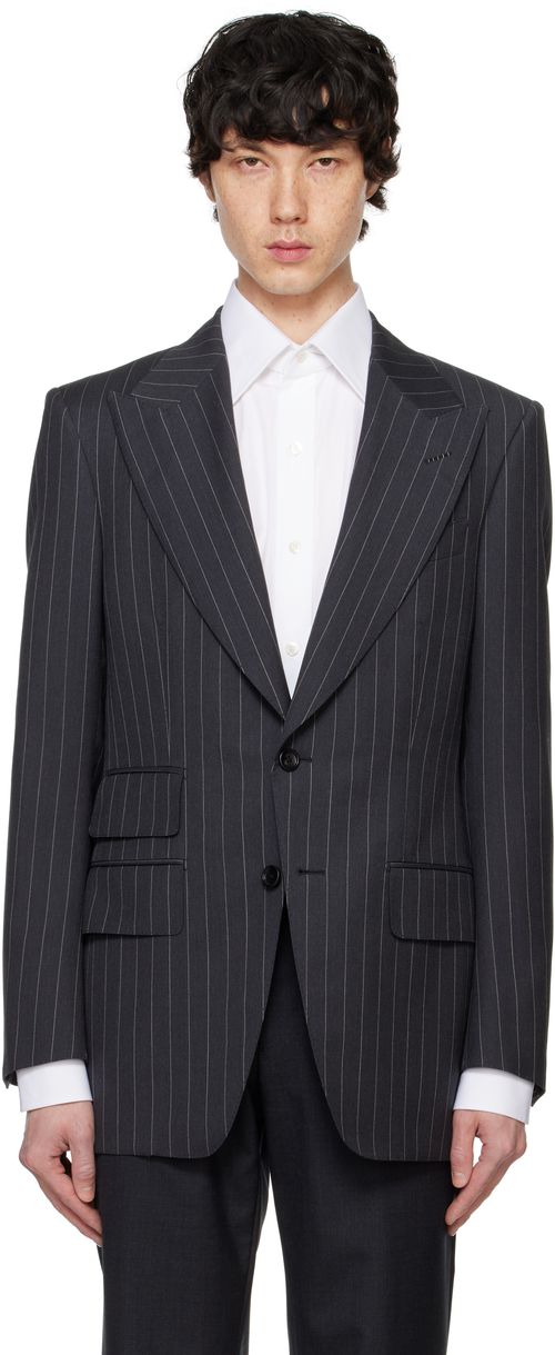 TOM FORD Gray Sharp Stripe Atticus Blazer