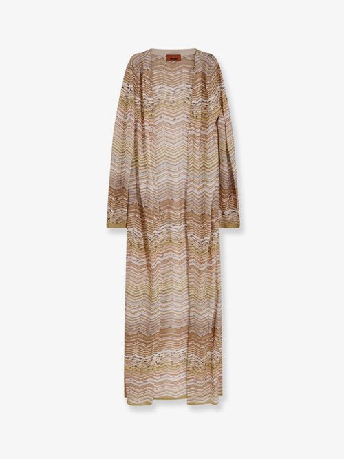 Chevron Motif with Sequins Cardigan — Gold