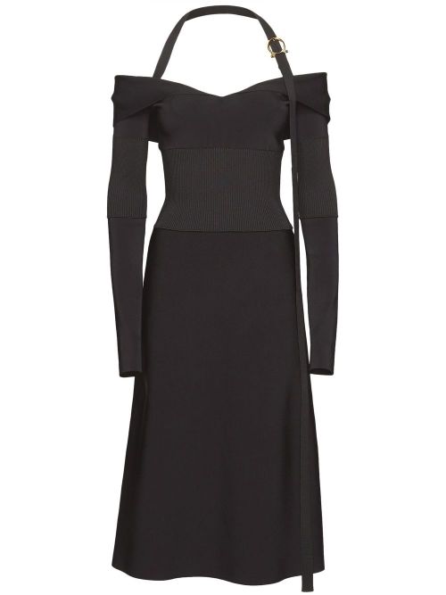 Off-shoulder midi dress - Black