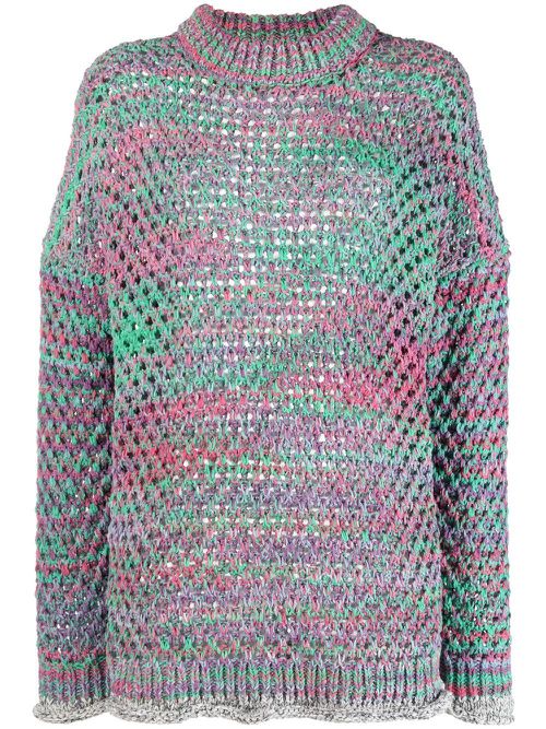 Crew neck crocheted jumper - Pink