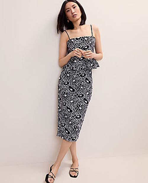 Ann Taylor Embroidered Column Midi Skirt