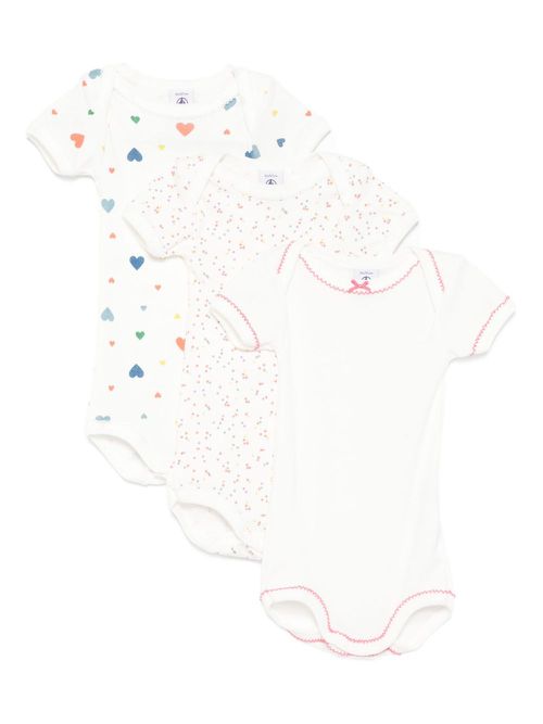 Heart-print bodysuits (pack of three) - White