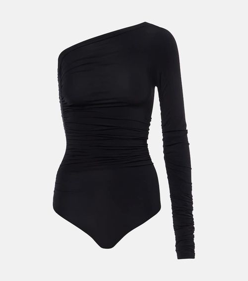 Draped semi-sheer bodysuit