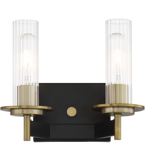 Baldwin Park 2-Light Bathroom Vanity Light in Coal and Soft Bra