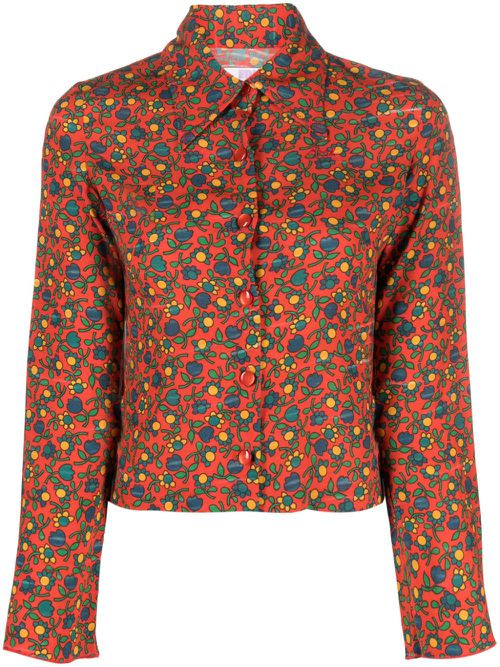 Folksy Flower long-sleeve - Orange