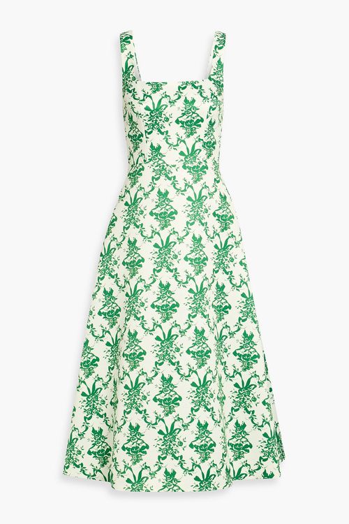 Printed faille midi dress - Green - UK 14
