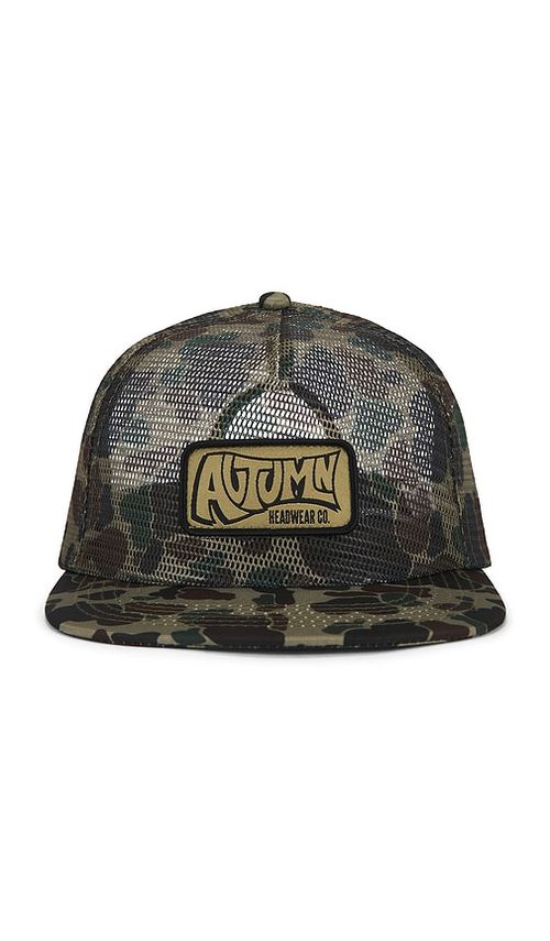 Autumn Headwear Camo Trucker Cap in Green