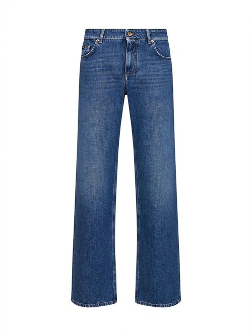 Cotton Straight Leg Jeans — Blue