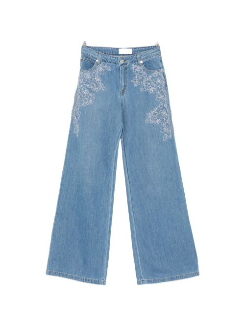 Embroidered denim jeans