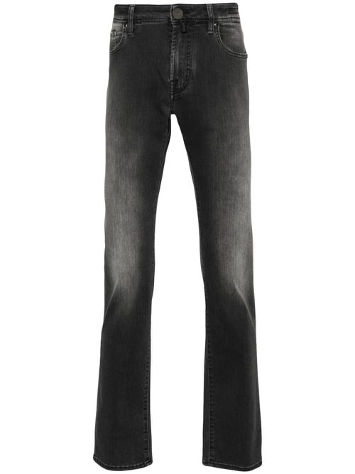 Scarf-detail tapered jeans - Black