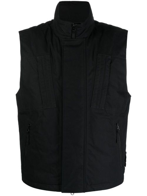 Ghost Compass-badge cotton gilet - Black