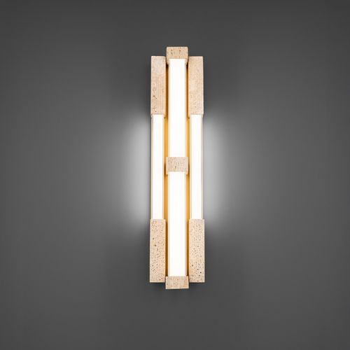 Beige Travertine Aged Brass LED Wall Sconce from the Conan Collection