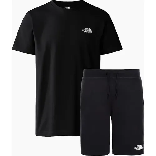 Men's The North Face Mens Simple Dome Co Ords Set Shorts Short Sleeve T Shirts - Black