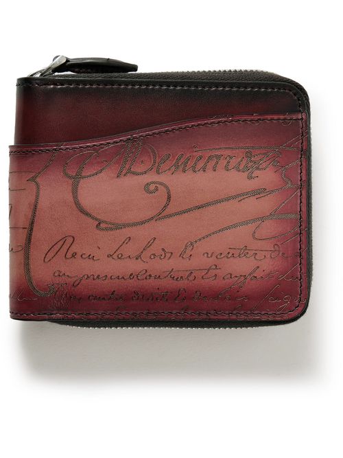 Itauba Scritto Venezia Leather Zip-Around Wallet - Men - Burgundy