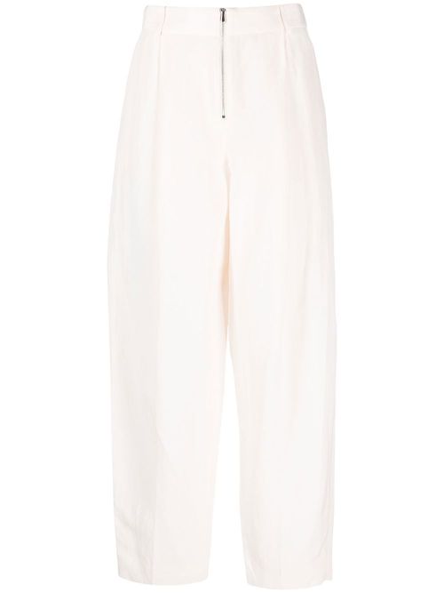 High-waisted linen-silk blend trousers - Pink