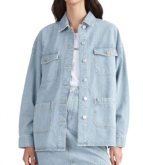 Diana Stripe Denim Jacket In Blue