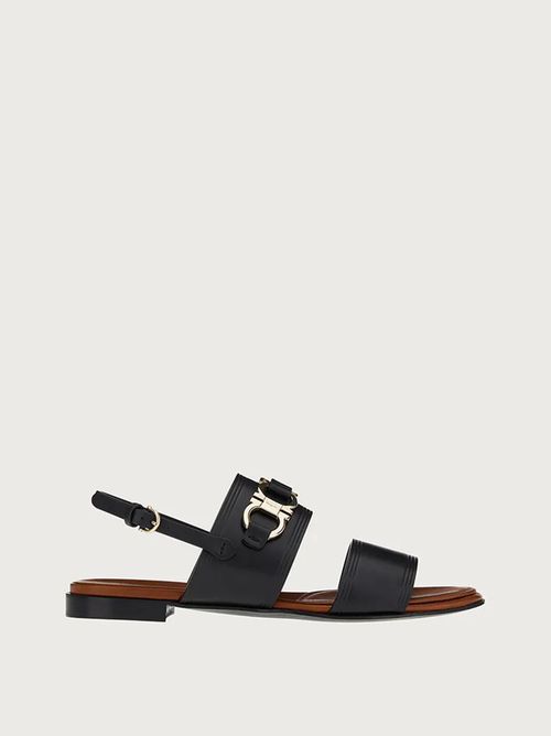 Gancini-plaque leather sandals - Black