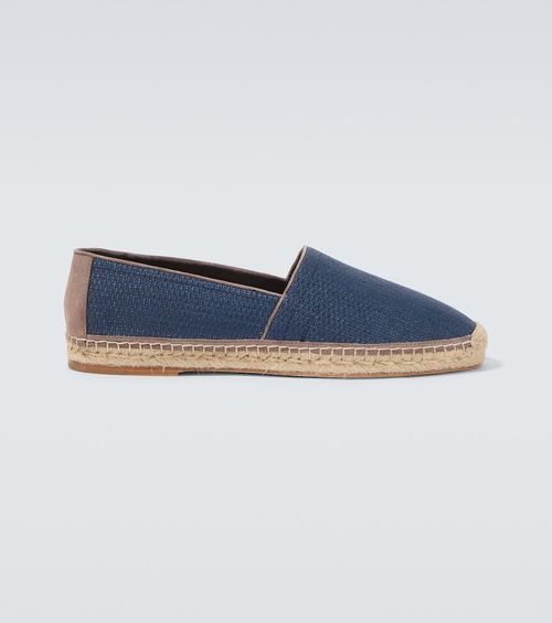 Suede-trimmed canvas espadrilles