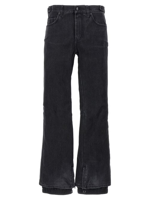Water-Resistant Flared Denim Jeans — Black