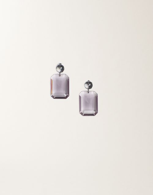 Rectangular earrings in plexiglass and filo diamante, smoky