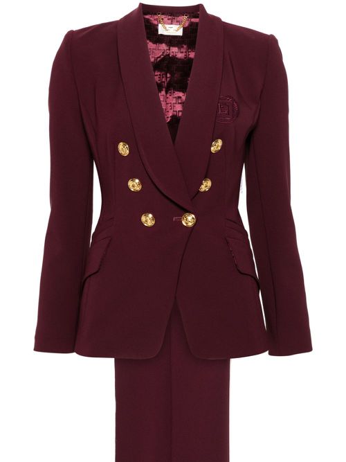 Shawl-lapels crepe suit - Red