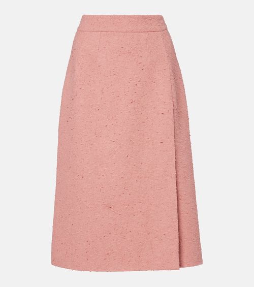 Cotton-blend midi skirt