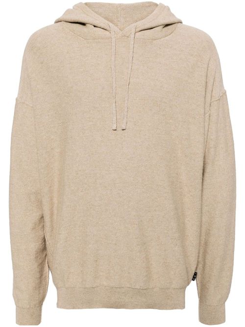 Ribbed-edge knitted hoodie - Neutrals