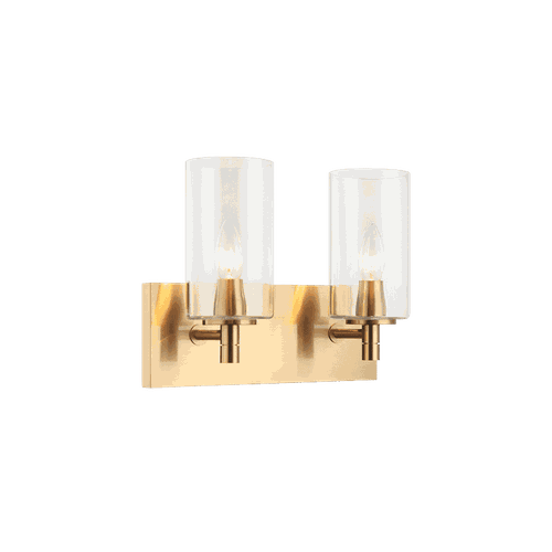 Aged Gold Brass Two Light Wall Sconce from the Candela Collection