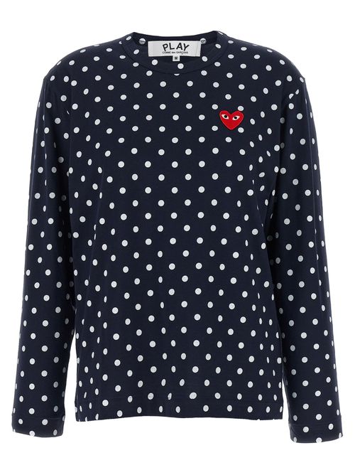 Polka-Dot Cotton T-Shirt — Navy