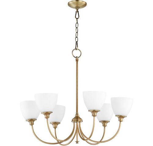 Quorum Celeste 6-Light 25" Transitional Chandelier in Aged Bra