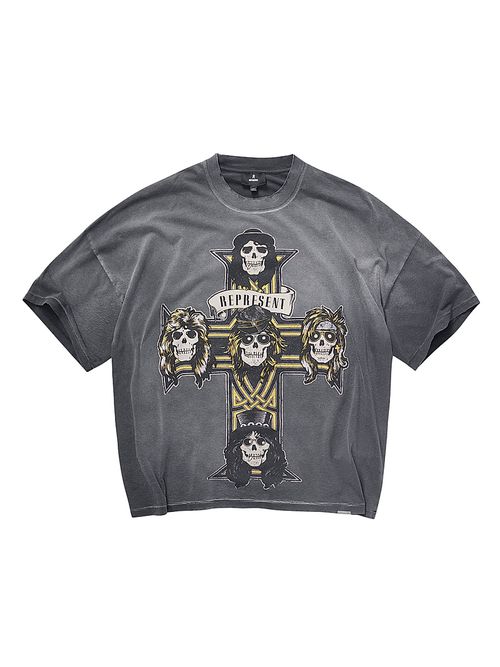 Men's Guns N' Roses Cross Crewneck T-Shirt - Stained Black