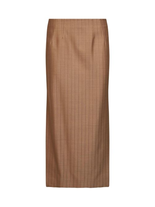 Wool Jacquard Striped Skirt — Brown
