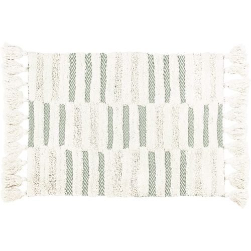 The Linen Yard Tassel Stitch Cotton Tufted Non-Slip Bath Mat - Green - One