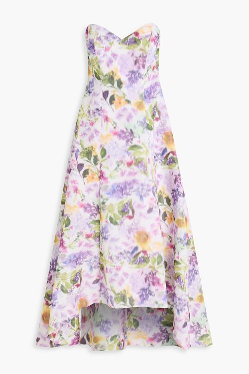 Strapless floral-print taffeta gown - Purple - US 10
