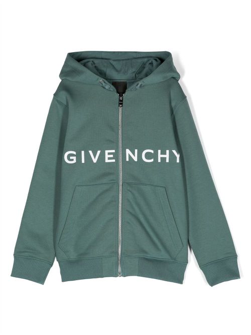 4G-motif zip-fastening hoodie - Green