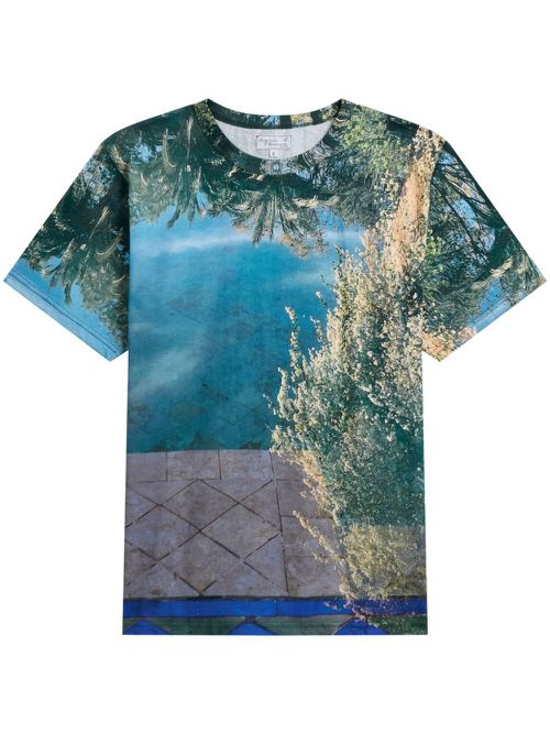 Photograph-print cotton T-shirt - Blue
