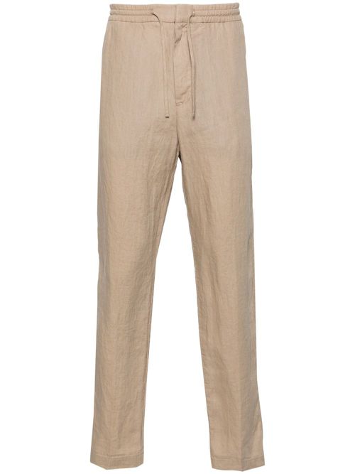 Mid-rise tapered linen trousers - Neutrals