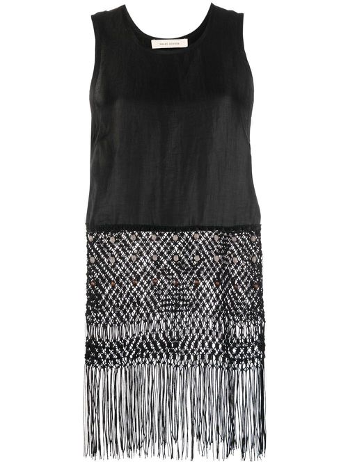 Sleeveless macramé top - Black